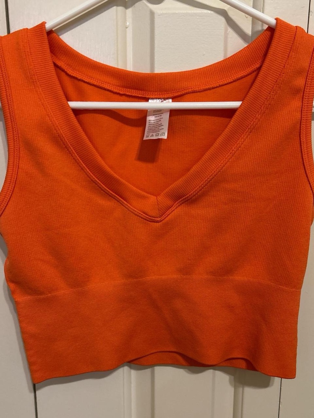 Bright Orange V-Neck Cropped Tank